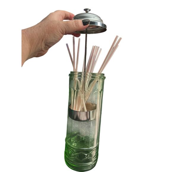 Depression Glass Straw Holder/Dispenser UV Reactive Excellent Condition - Picture 1 of 9